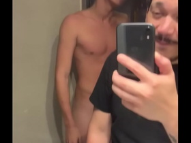Bubble butt straight dude gets surprised while taking a piss