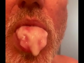 Slurping my own cum off of my hand!!!